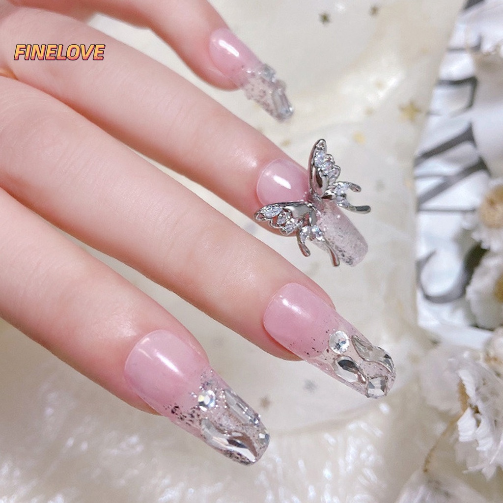 1 Phụ Kiện Trang Trí Móng Tay Chống Rơi Hình Cánh Bướm Ba Chiều Lấp Lánh diy