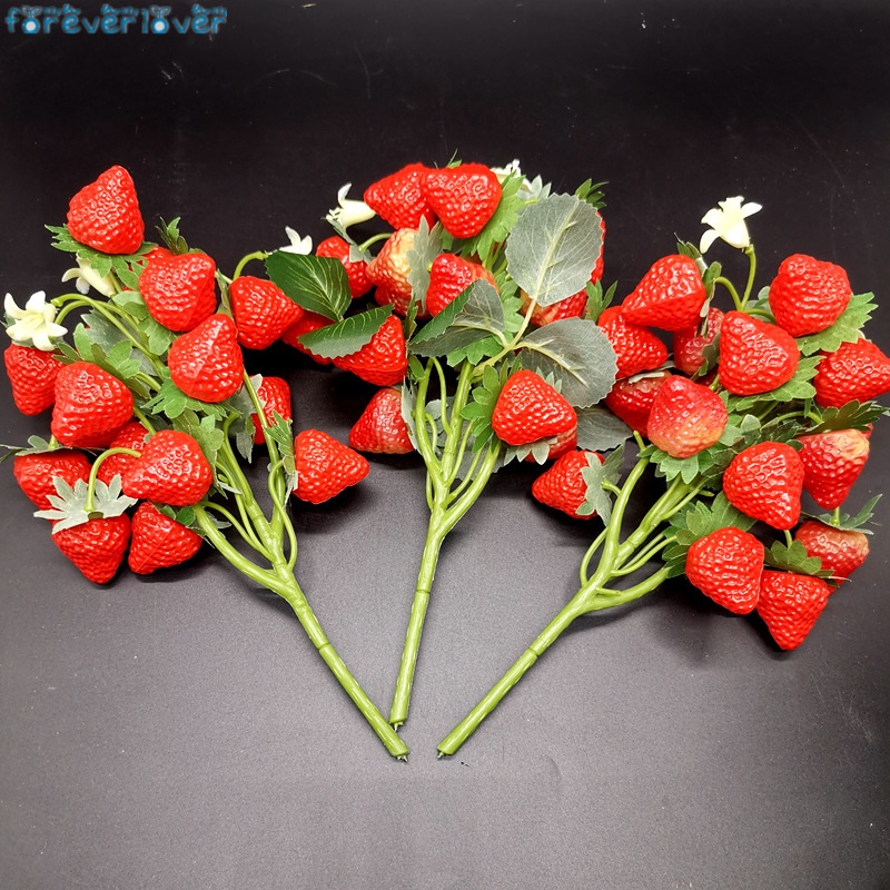 Bó Dâu Tây Giả Trang Trí