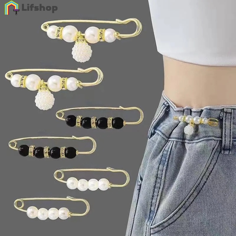 Bộ Ghim Cài Thắt Lưng / Quần Jean Đính Hạt Ngọc Trai Nhỏ Đơn Giản Thời Trang diy