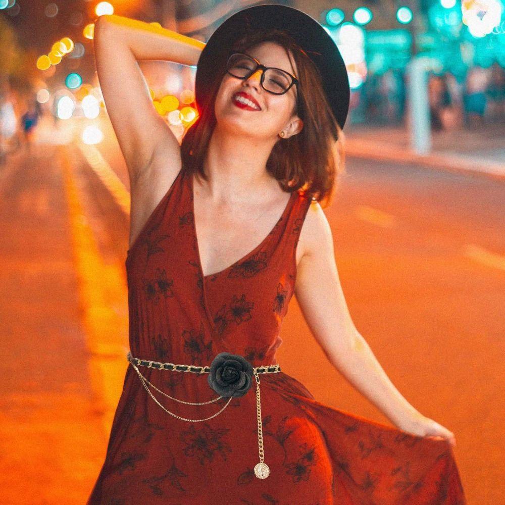 Thắt Lưng Nhiều Lớp Họa Tiết Hoa Trà Chất Lượng Cao Thời Trang Cho Nữ