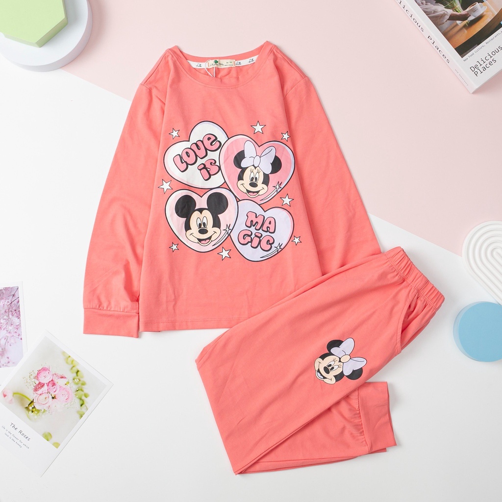 Bộ dài tay thu đông LITIBABY cotton in Mickey cho bạn 26kg - 45kg