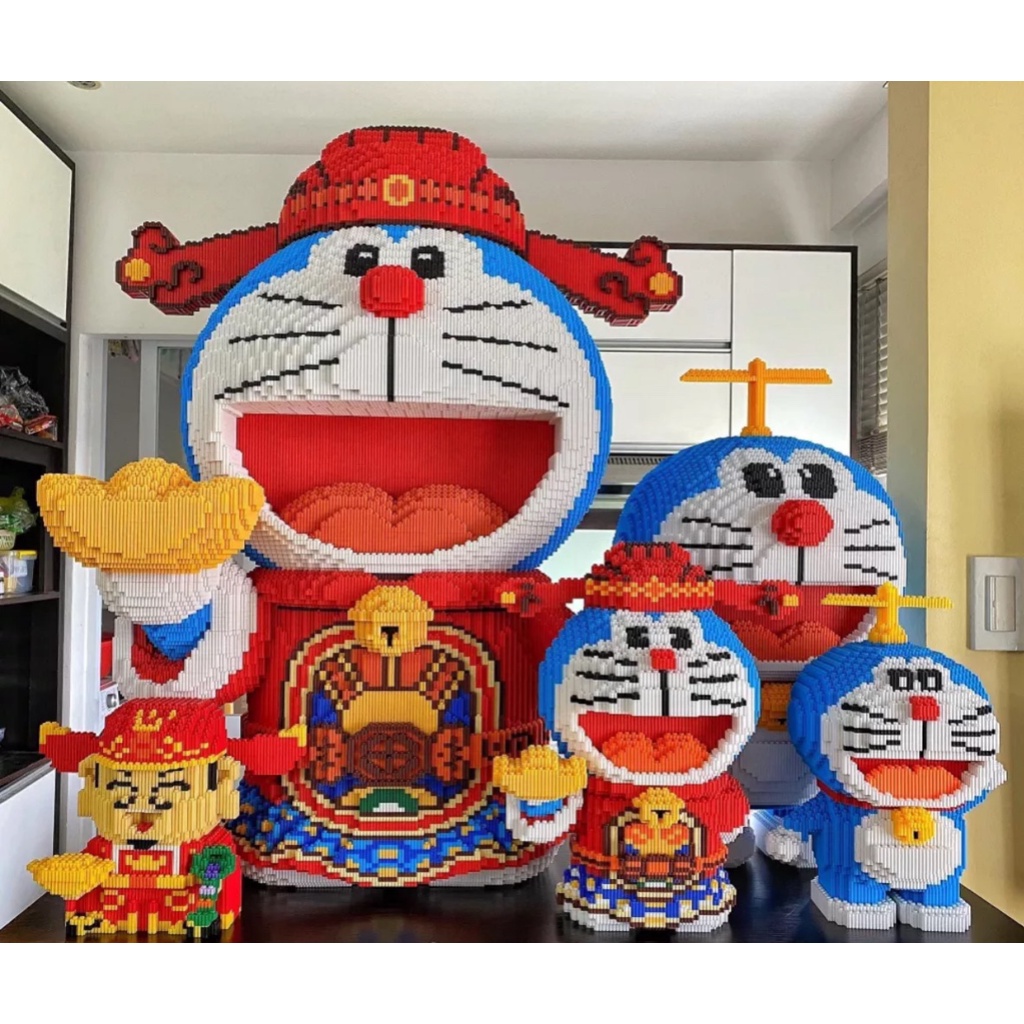 Mô hình lắp ráp lego Doraemon thần tài, mèo thần tài 40-91cm, Đoremon lân 67cm (tặng búa )