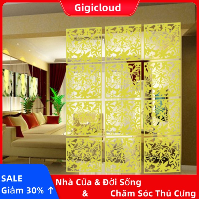Gigicloud Set 4 Tấm Ngăn Cách Treo Tường Riêng Tư Dạng Rỗng Chạm Khắc Đơn Giản