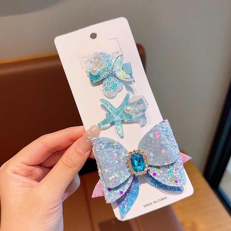 Set 3 Kẹp Tóc Hình Vỏ Sò / Nàng Tiên Cá Cho Bé Gái