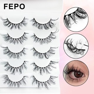 Fepo 5 cặp lông mi giả 3d dày và dài