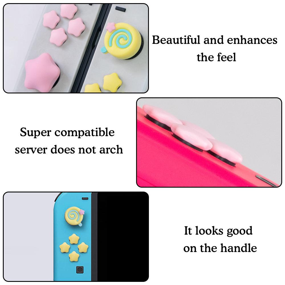 Set 4 / 10 Miếng Dán Nút Bấm Hình Ngôi Sao kirby Dễ Thương Trang Trí Nút Bấm Nút Bấm Tay Cầm nintendo switch & switch oled / lite joycon diy