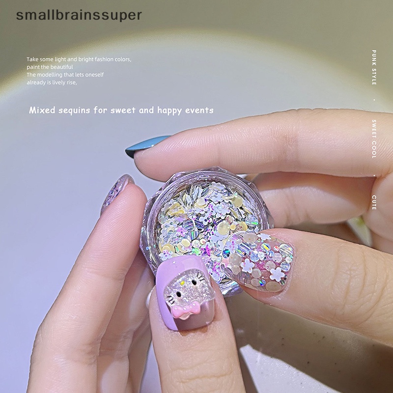 Smallbrainssuper 1 Hộp Phụ Kiện Trang Trí Móng Nghệ Thuật Mùa Hè Hình Hoa Ngôi Sao Lấp Lánh diy