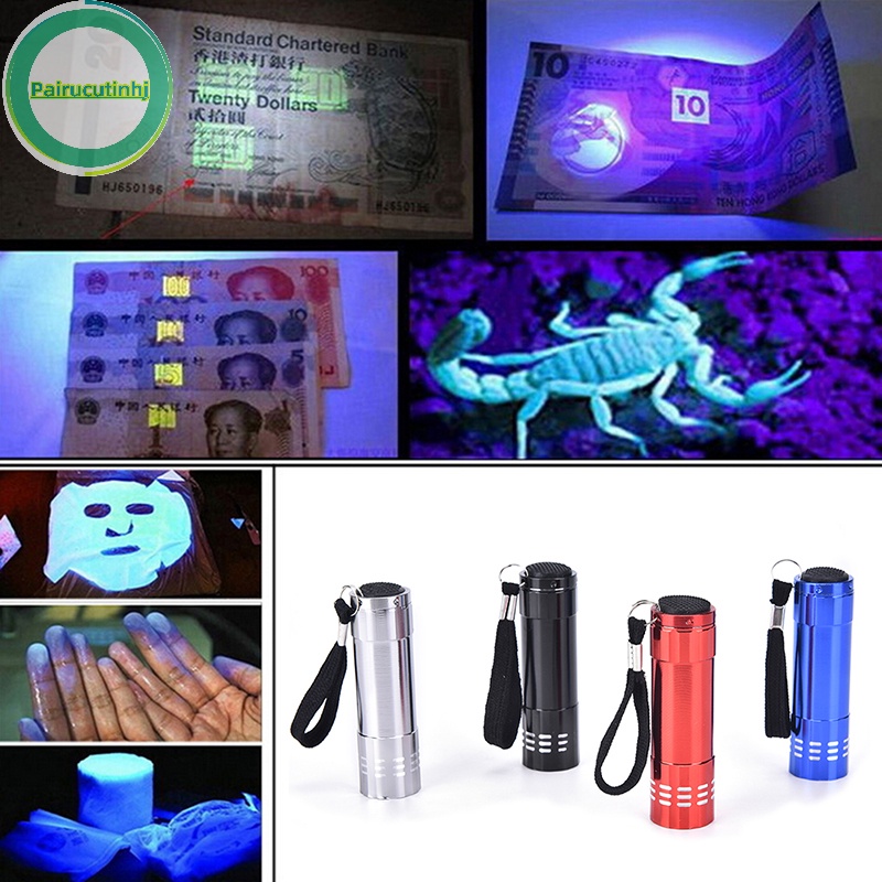 Parucutin Đèn Pin mini uv 9 Bóng led Siêu Sáng Tiện Dụng vn