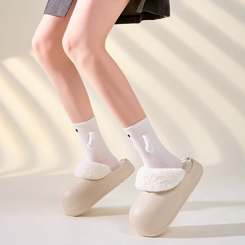 Dép Bông Đi Trong Nhà Đế Dày Chống Trượt Không Thấm Nước Mùa Thu Và Mùa Đông Mới Cho Nữ feces