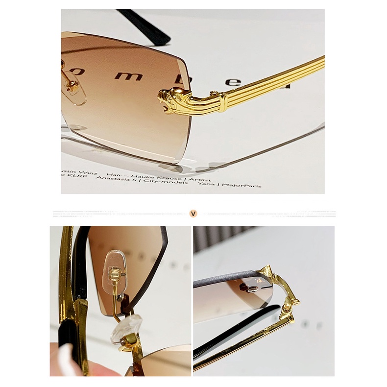 Mới Kính Mát Không Gọng Họa Tiết Da Báo Thời Trang Cho Nam Và Nữ