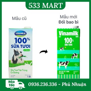 [HỘP LẺ] Sữa tươi Vinamilk 100% Không đường/ Có đường 1 Lít