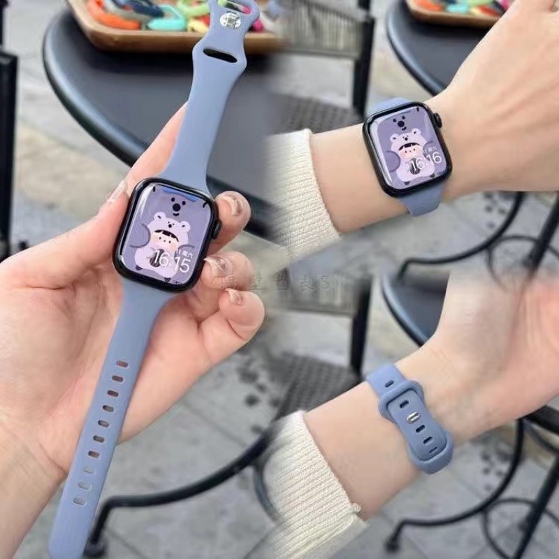 Dây Đeo Đồng Hồ Bằng silicone Mềm Mỏng Cho iwatch ultra 2 49mm 45mm 41mm 40mm 44mm 38mm 42mm 9 8 7 6 5 4 3 se
