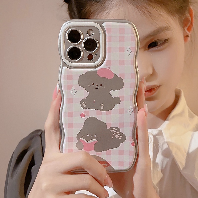 Ốp Điện Thoại Dẻo Màu Hồng Bạc Họa Tiết Chú Chó Dễ Thương Chống Sốc Cho iphone 15 pro max 14 13 12 11 pro max