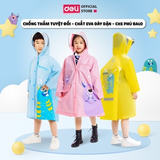Áo Mưa Trẻ Em Deli Có Phản Quang Áo Mưa Cho Bé Siêu Dày Phơi Mau Khô Che Kín Người, Kèm Túi Đựng Gọn