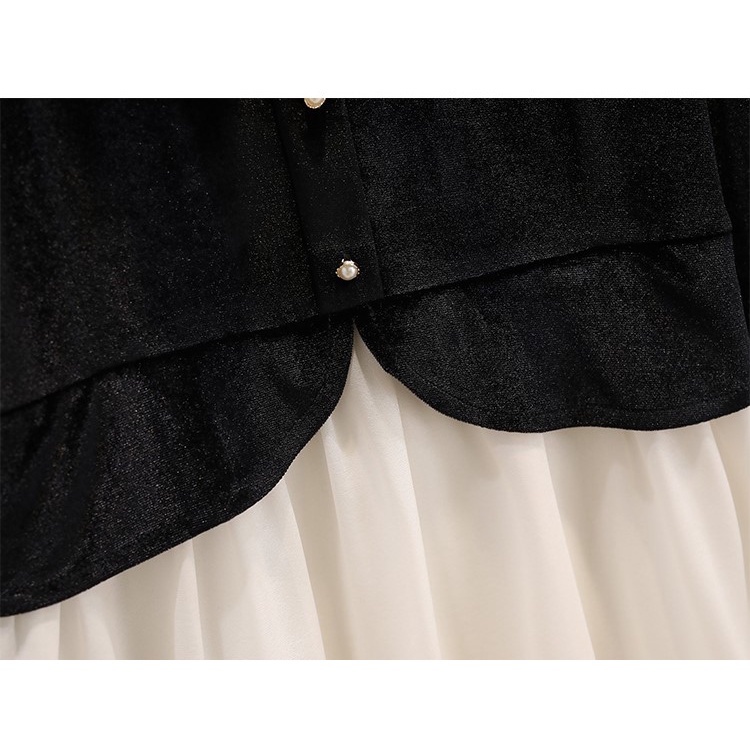 🌸Hàng Order🌸Váy Bigsize Nhung Đính Nơ Cổ Ren Đính Cúc Ngọc Phối  Váy Voan Tiểu Thư Nữ Tính🌸Hàng Quảng Châu