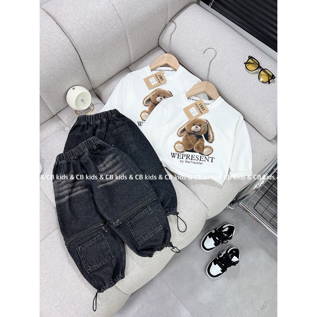 BỘ ÁO TAY DÀI QUẦN JEAN HIP HOP BÉ TRAI 10-30KG