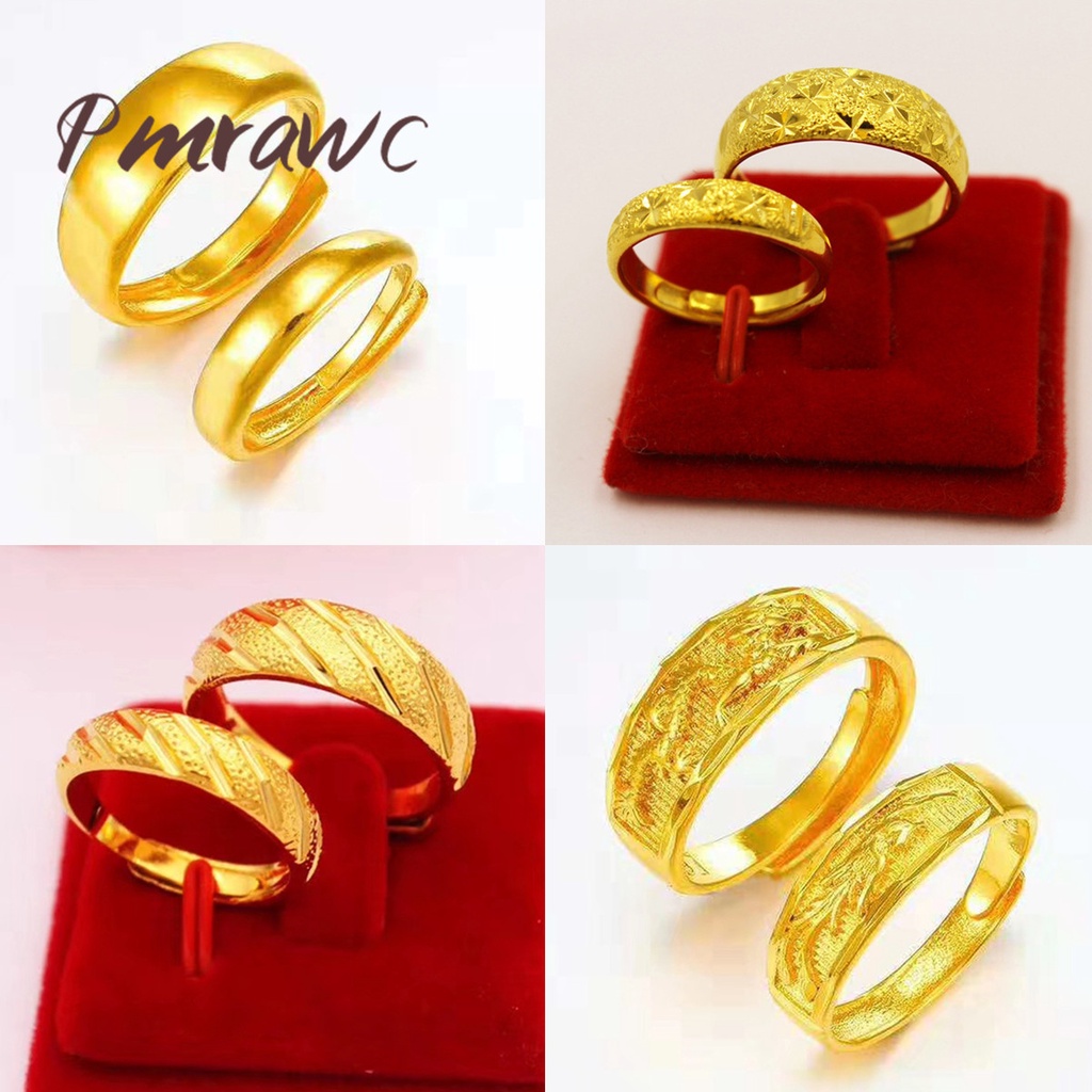 Pmrawc | Nhẫn Đôi Mạ Vàng Khắc Hình Rồng Và Phượng Hoàng Thời Trang fj462