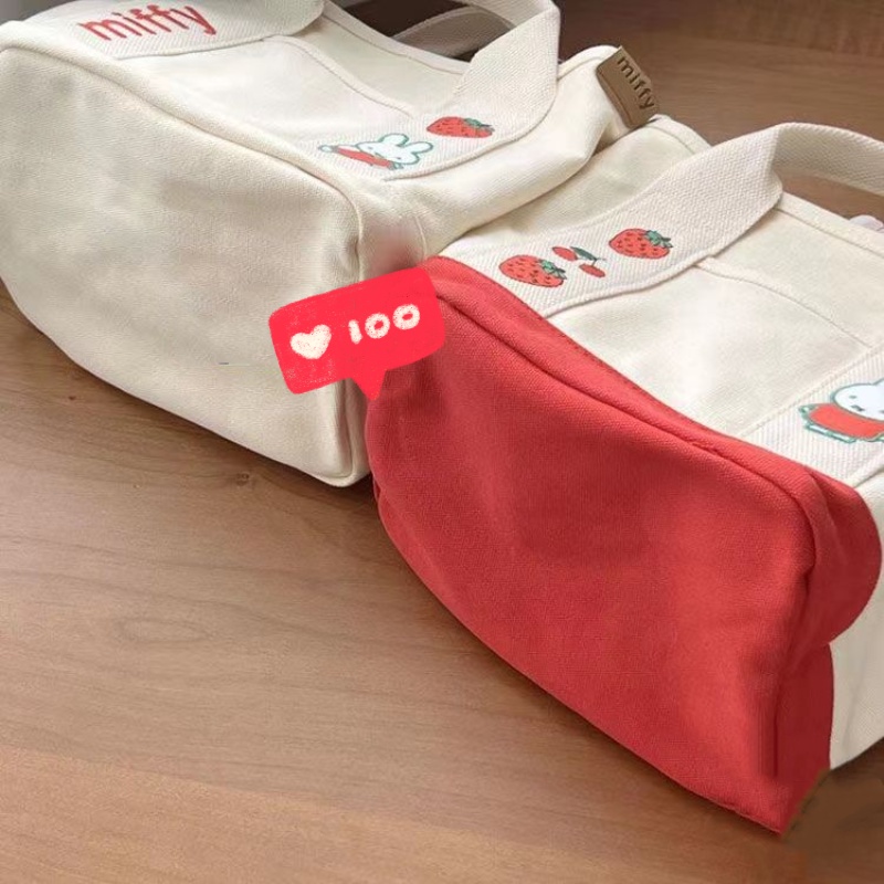 Túi Vải canvas Thêu Hình Thỏ Dễ Thương Phong Cách Hàn Quốc Cho Nữ