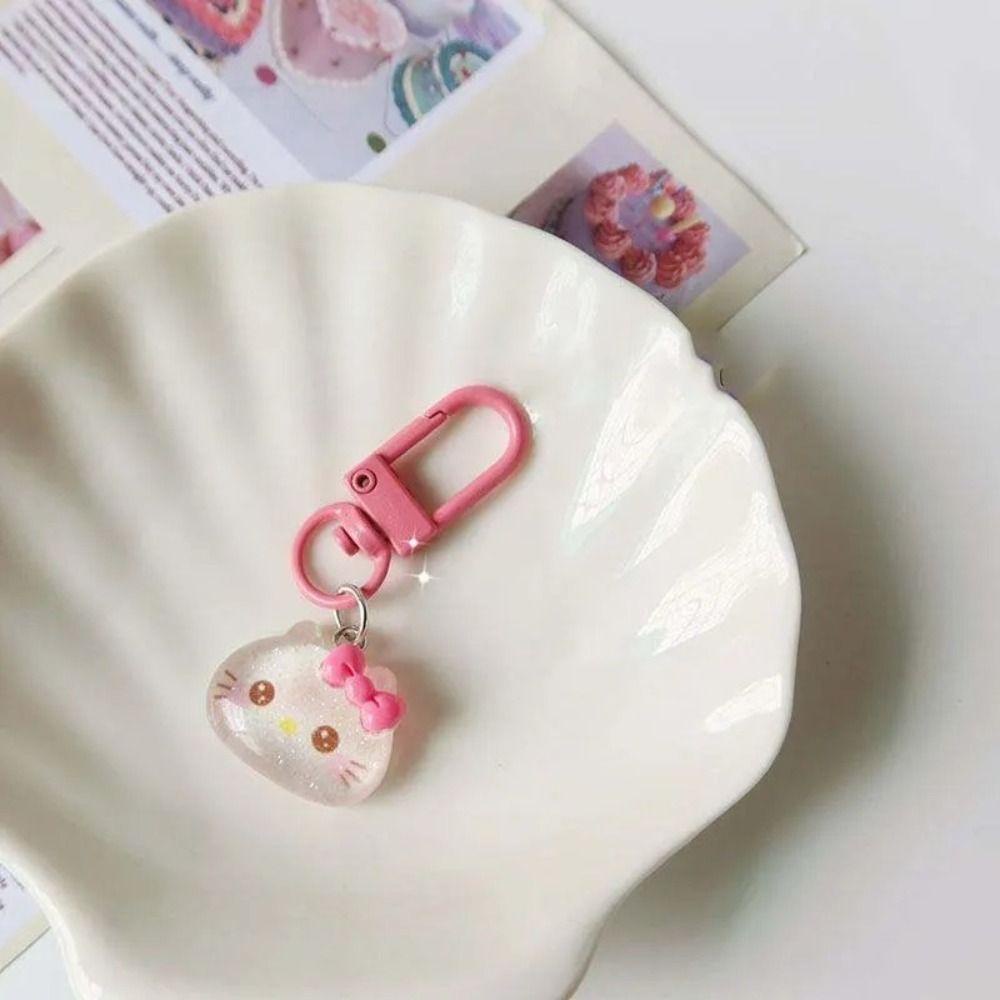 Móc Khóa Hình Mèo Trong Suốt Lấp Lánh Dễ Thương