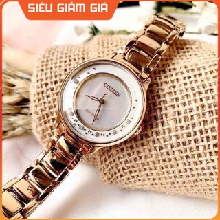 Đồng hồ Nữ Citizen EM0382-86D Eco-Drive, mặt trắng khảm trai, kính shapphire - Máy năng lượng ánh sáng Chính Hãng