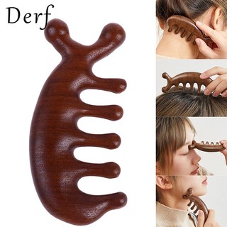 Derf Massage Lược Gỗ Đàn Hương Tròn Cá Heo Đầu Massage Lược Năm Răng Rộng Trị Liệu Châm Cứu