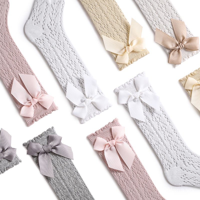 Đôi Tất Chân cotton Thoáng Khí Đính Nơ Dễ Thương Cho Bé