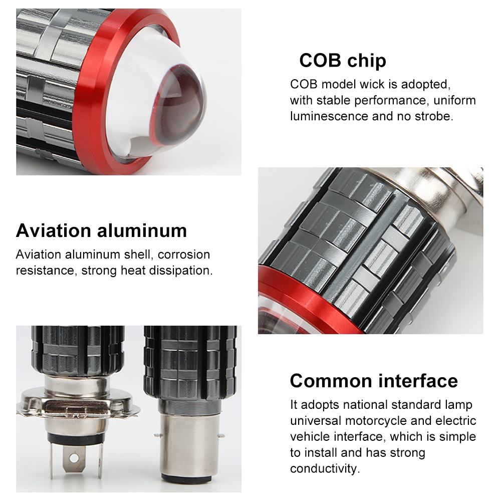 Đèn pha led xe máy bi cầu bóng led xe máy H4 H6 BA20D Hai Màu thay thế dùng cho xe moto chuyên dụng - YKD