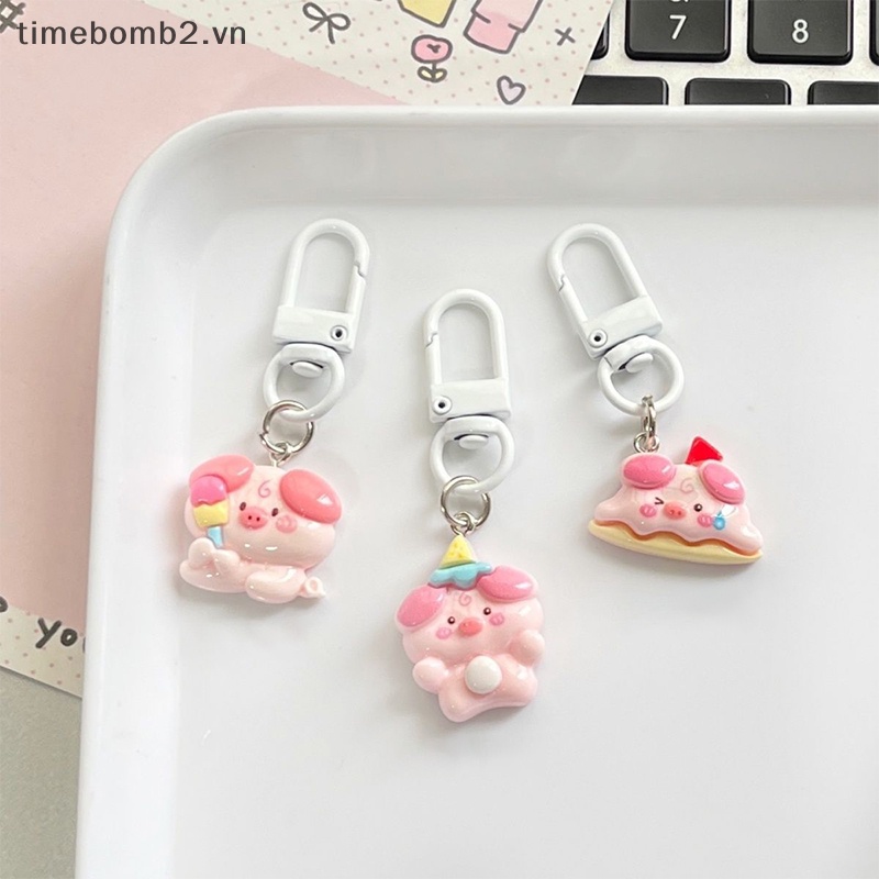 Móc Khóa Hình Chú Heo Dễ Thương Trang Trí Ba Lô / Xe Hơi Quà Tặng ~