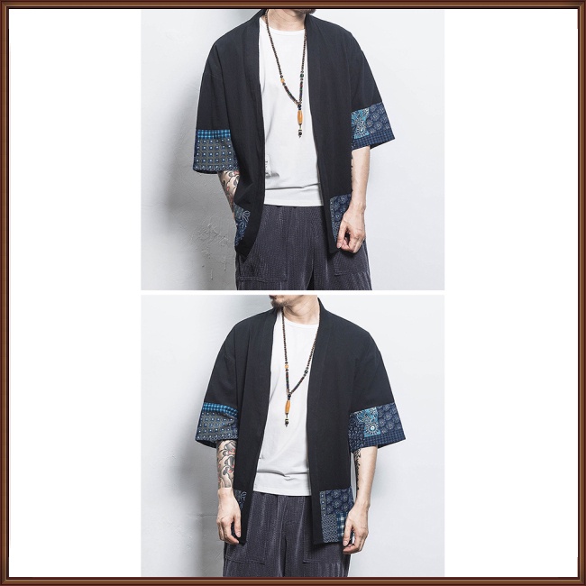 Áo Khoác cardigan cotton linen Tay Lửng Phong Cách Dân Tộc Cho Nam