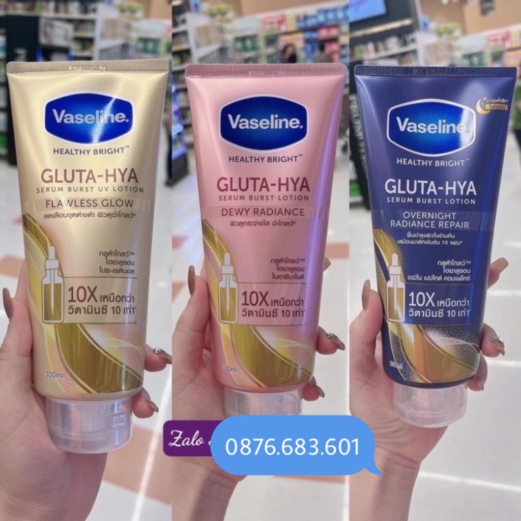 Kem Dưỡng Serum Vaseline Gluta-Hya Dưỡng Da Sáng Mịn Sau 7 Ngày 330 ML Hàng Chuẩn Thái