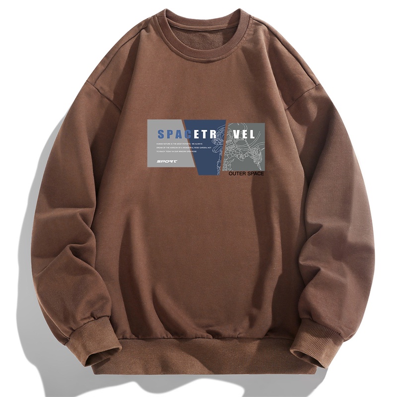 Áo Thun Tay Dài Cổ Tròn Dáng Rộng In Hình Thời Trang Mùa Thu Cho Nam