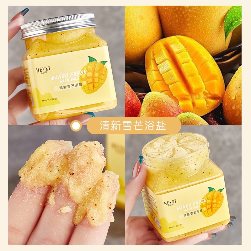 Tắm muối tẩy tế bào chết hương vị trái cây mịn, da sáng tẩy tế bào chết đào, giúp làm trắng da