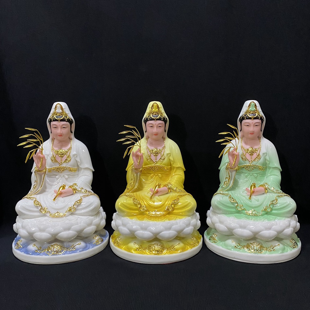 Tôn Tượng Quan Thế Âm Bột Đá 30cm Nhiều Màu tamlinhvanhoaphamphatgiao