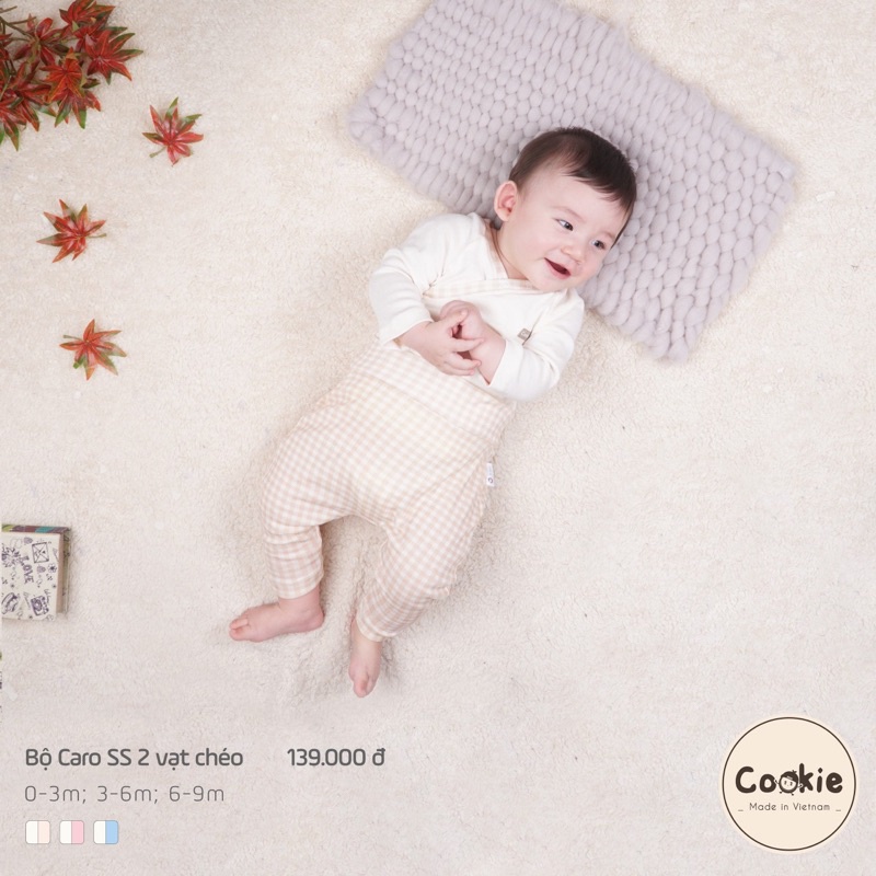 Cookie - Bộ sơ sinh cotton thu đông cúc lệch, mềm, êm an toàn cho bé COO23081