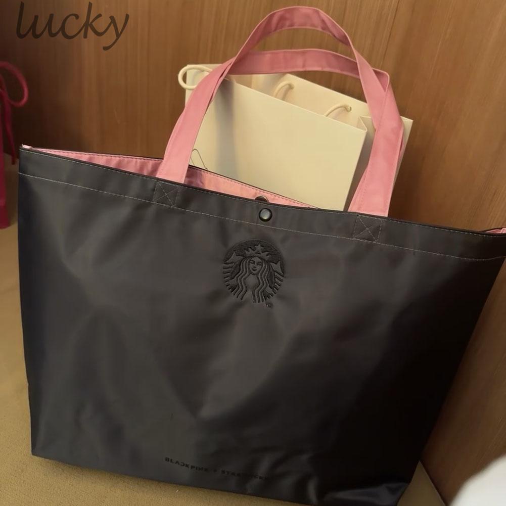 Starbucks Túi Xách Đeo Vai Vải oxford Ni Lông Thêu Chữ blackpink Dễ Thương