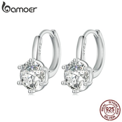 Bamoer Bông Tai Bạc 925 Đính Đá Lấp Lánh