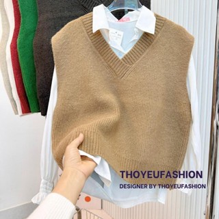 Áo Len Gile Nữ Cổ V Màu Trơn, Áo Ghile Len Lông Form Rộng Nam nữ Vintage babytee