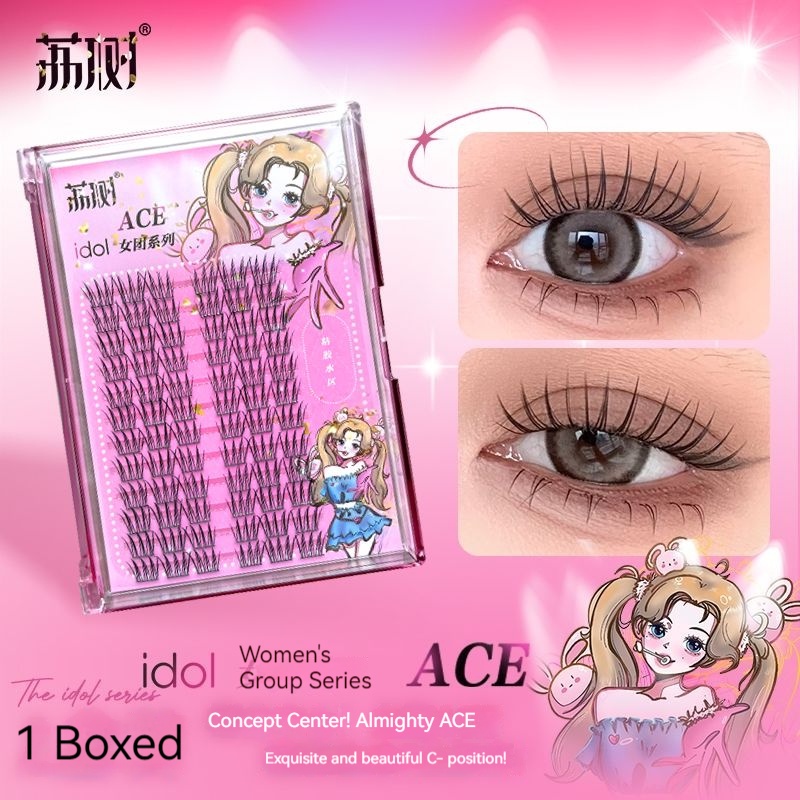 Lishu Women's Love Bean Series 3 False Eyelashes Bookgirl Natural Simulation Trilogy Single Cluster Segmented Self Adhesive False Eyelashes