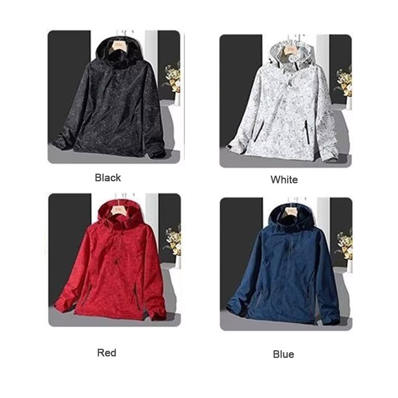 Hanlu Áo Khoác Tay Dài Có Nón In Họa Tiết Đơn Giản Chống Gió Chống Nước Thoải Mái Thời Trang Cho Nam