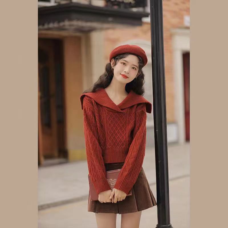 Áo Len Tay Dài Cổ Búp Bê Phong Cách Thời Trang Thu Đông Kiểu Mới