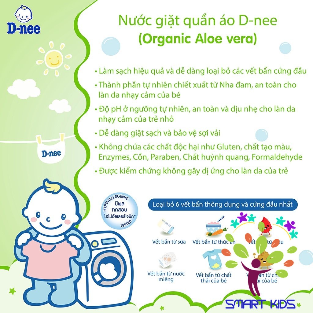 Nước giặt quần áo em bé Dnee 3000ml (Chính hãng có tem Đại Thịnh)