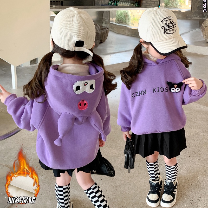Áo Nỉ Hoodie In Hình Hoạt Hình Phong Cách kuromi Thời Trang Thu Đông Dành Cho Bé Gái