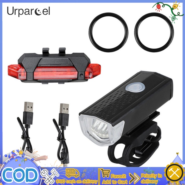 Urparcel Đèn Pin lithium Gắn Trước Và Sau Xe Đạp Chuyên Nghiệp Có Thể Sạc Lại