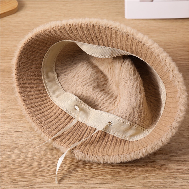 Nón Tai Bèo Phủ Lông Giữ Ấm Màu Trơn Phong Cách Nhật Bản Thời Trang Thu Đông Dành Cho Nữ Đen