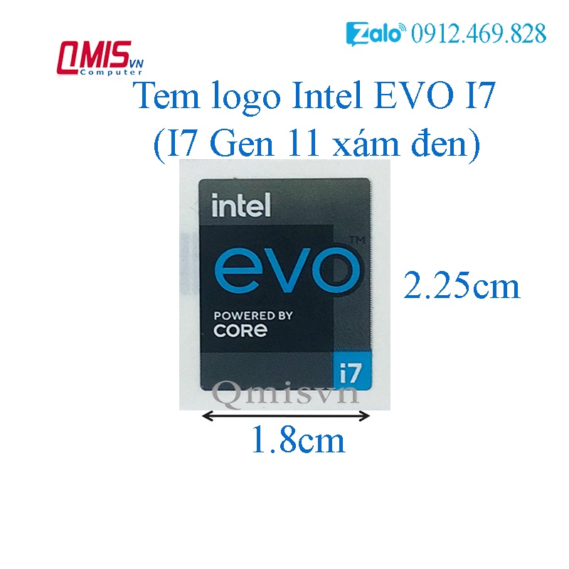 01 Cái tem logo Intel EVO Core I5, Intel EVO Core I7