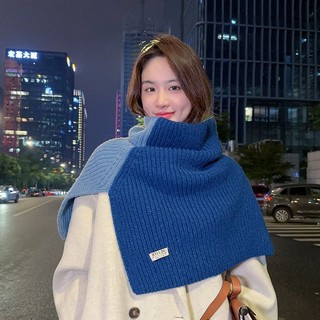 Thời trang khăn choàng cổ dệt kim xẻ tà hai màu giữ ấm cho nữ