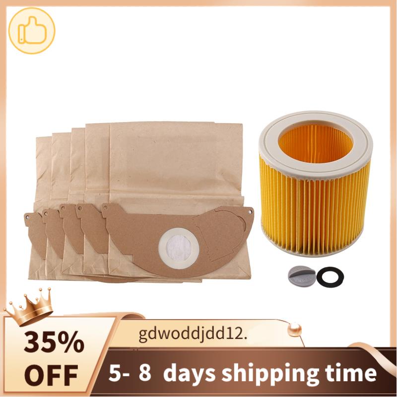 1 Bộ Lọc hepa + 5 Túi Giấy Lọc Cho Máy Hút Bụi karcher hepa wd2250 wd3.200 mv2 mv3 wd3