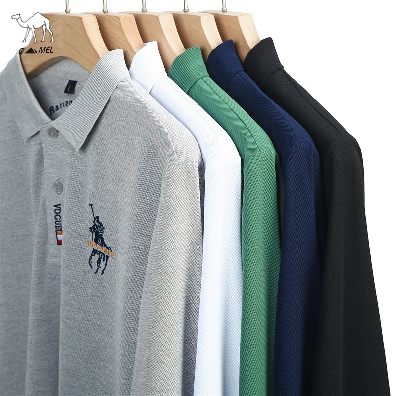 Áo Thun polo Dài Tay Thêu Chữ Thời Trang Nam Tính