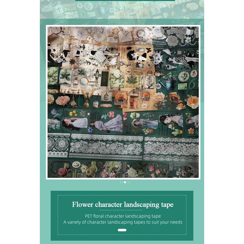 Cuộn 200cm / Cuộn Băng Dính Hình Hoa diy Sáng Tạo Trang Trí Đa Ứng Dụng