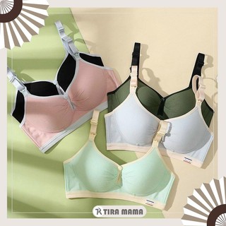 Áo lót bầu và cho con bú AL418 Áo lót bầu cúc mở ngang Áo lót sau sinh su đúc bigsize không gọng chống chảy xệ TIRA MAMA